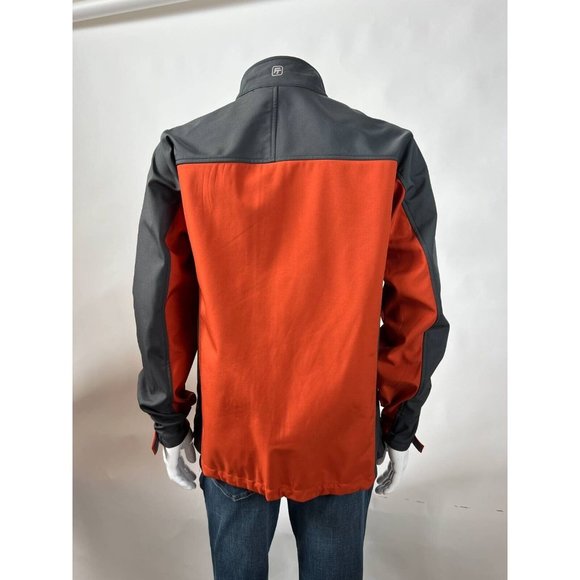 Free Tech Mens Softshell Jacket Orange Black Color Block Pockets Full Zip L - Picture 2 of 11